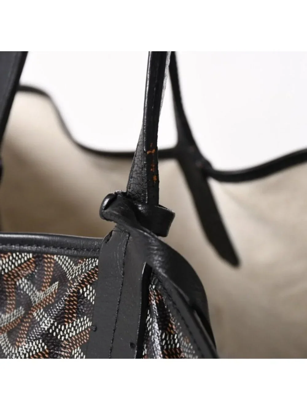 Goyard Super Rare Saint Louis XXL Tote Bag Leather Black Markage Herringbone